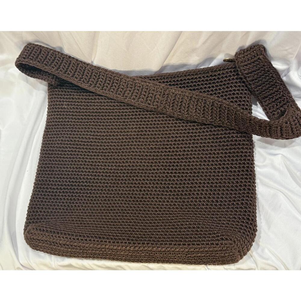 The SAK Brown Medium Size Knit Crochet Crossbody/ Shoulder Woven Boho Bag